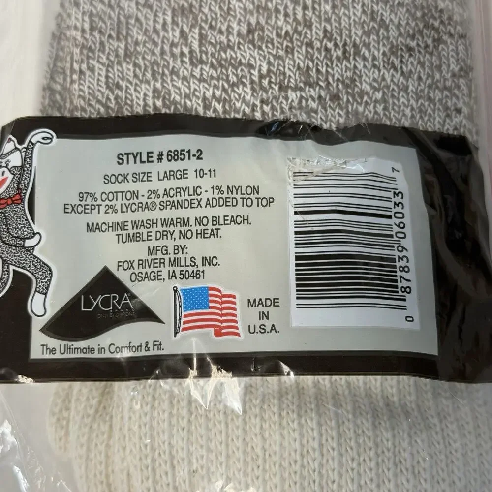 Original Rockford Red Heel Socks 2 Pair Sock Monkey/Elephant Doll Instruction L
